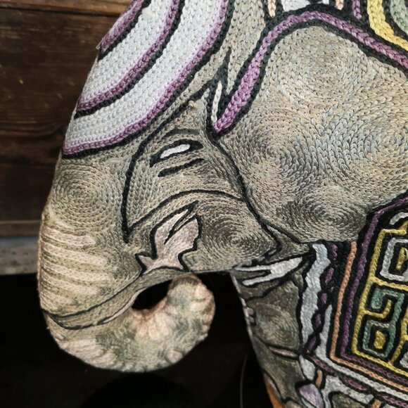 Elephant Tea / Coffee Pot Cozy Embroidered Chain Stitch Colorful Unused - Picture 3 of 10